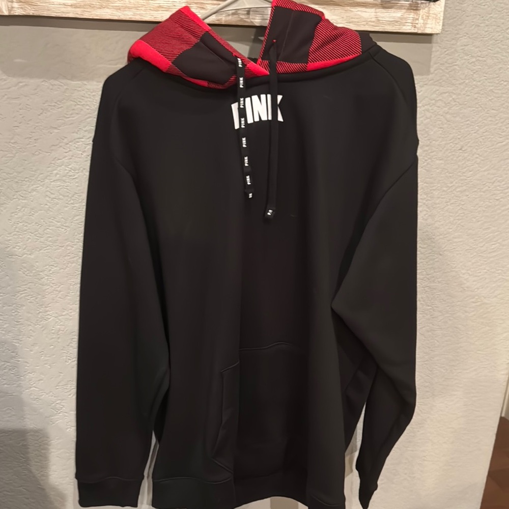 PINK Victoria's Secret Black and Red Sweatshirt Hoodie